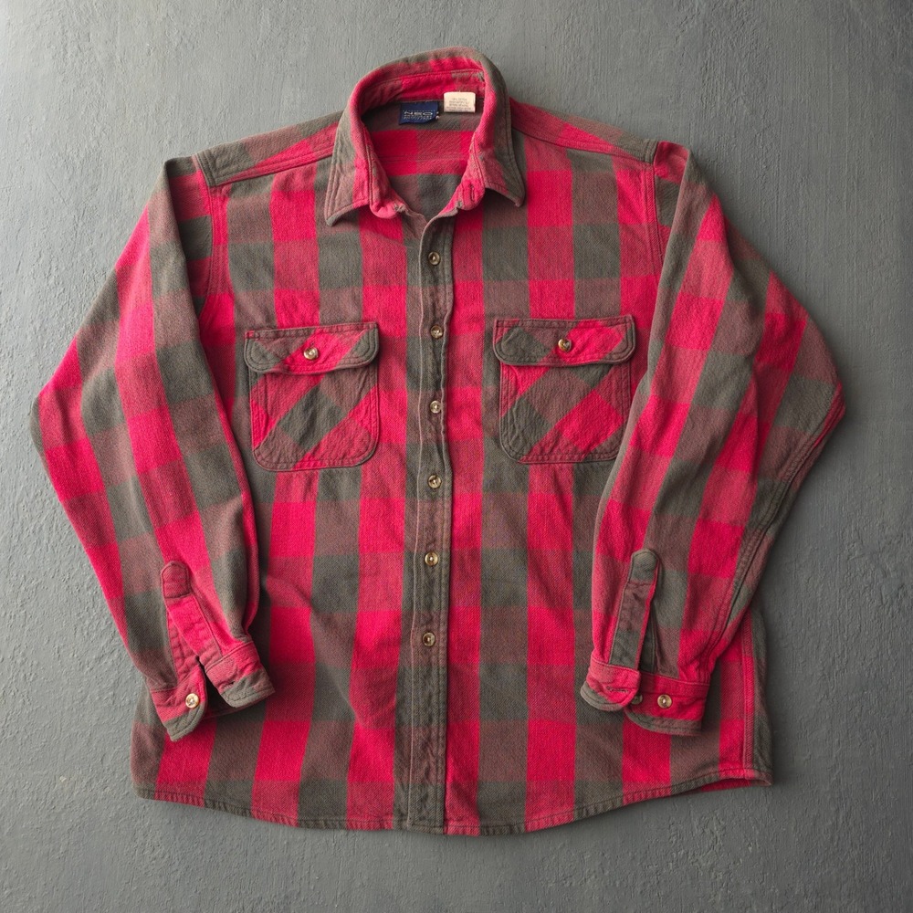 Vintage 90s Northeast Outfitters Red Buffalo Plaid Flannel Shirt XL-T LS